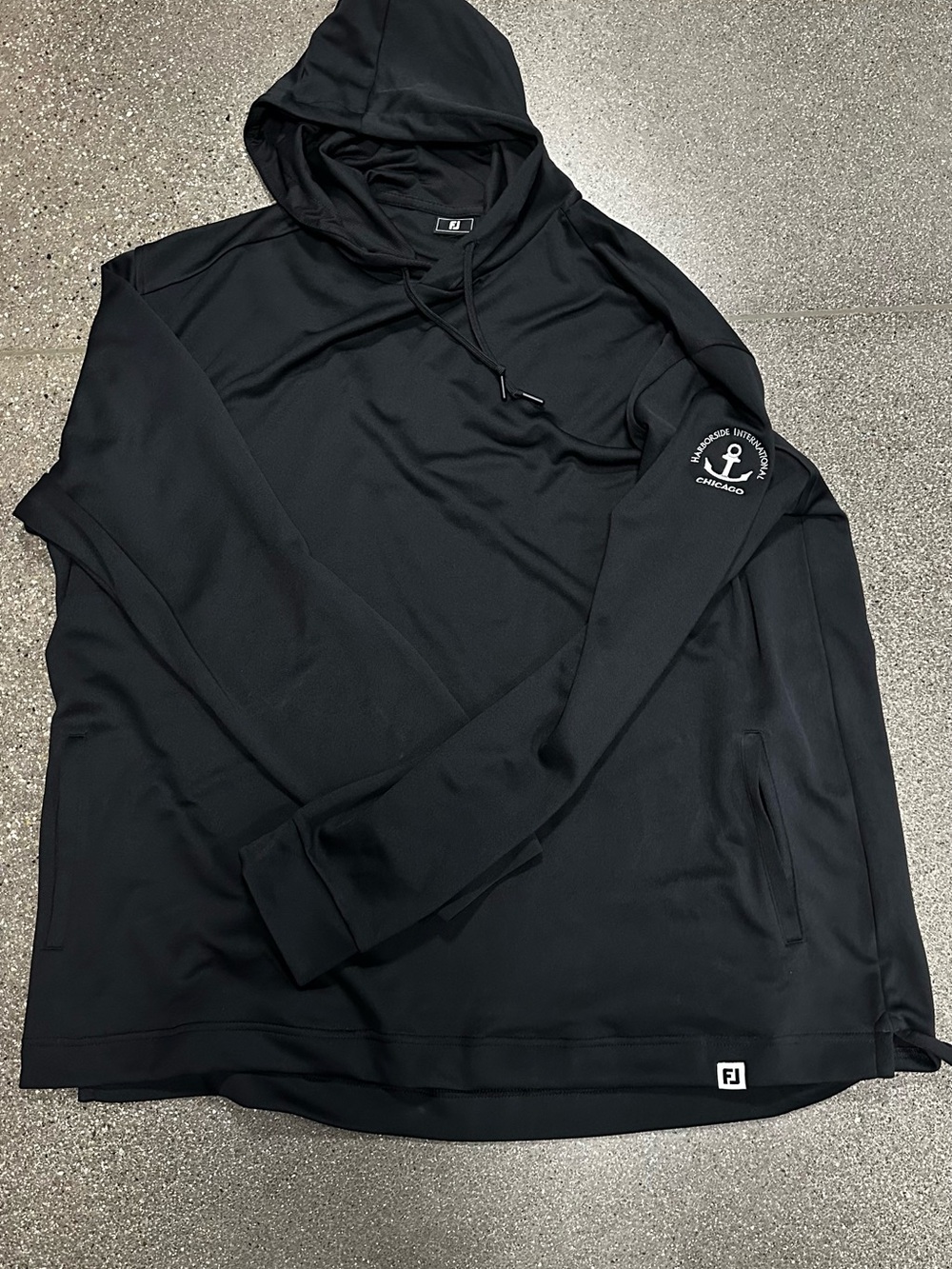 FootJoy Black Hooded Performance Pullover with Sleeve Emblem